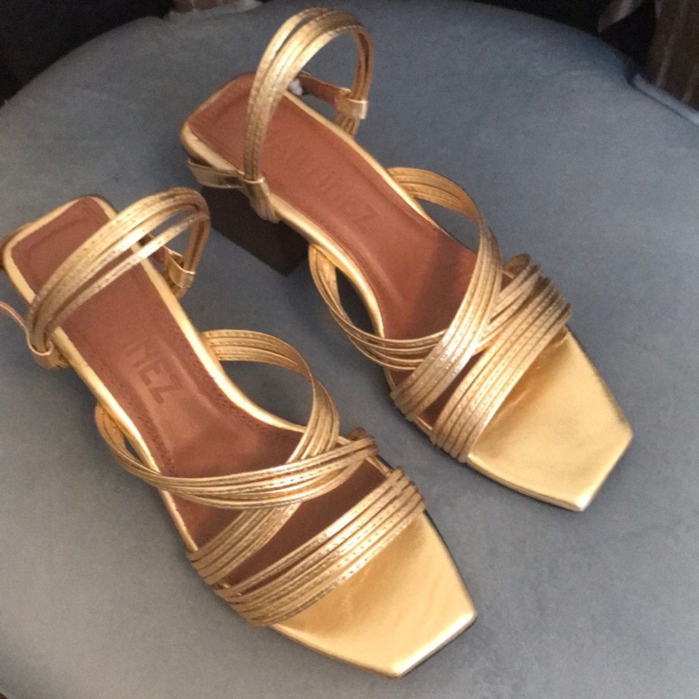 Souliers Martinez Penelope 55 Metallic Leather Slingback Sandals